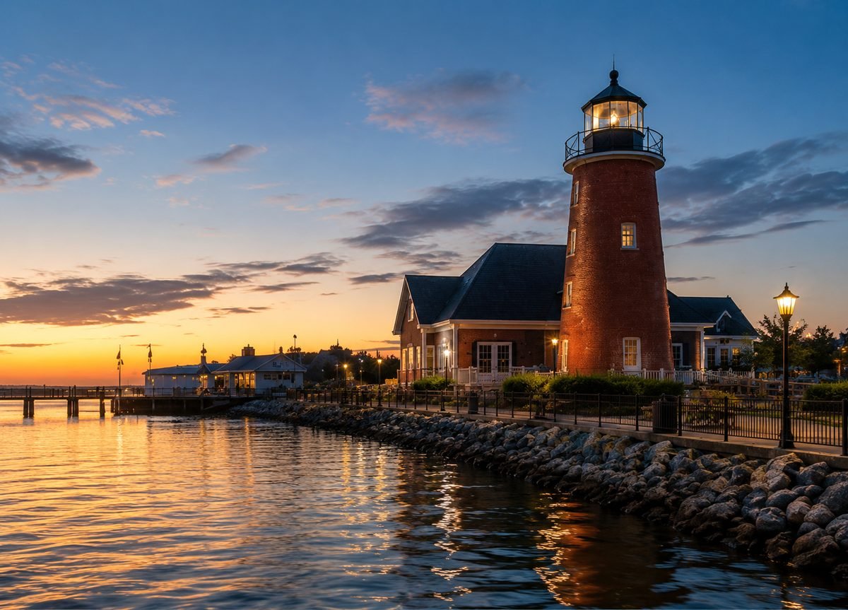 United States coastal landmark at sunset, BitsPro Global US operations